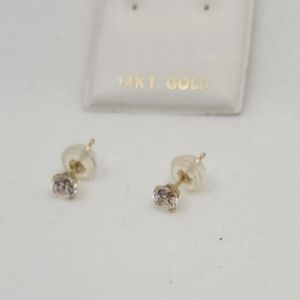 14K Solid Gold CZ Earrings New